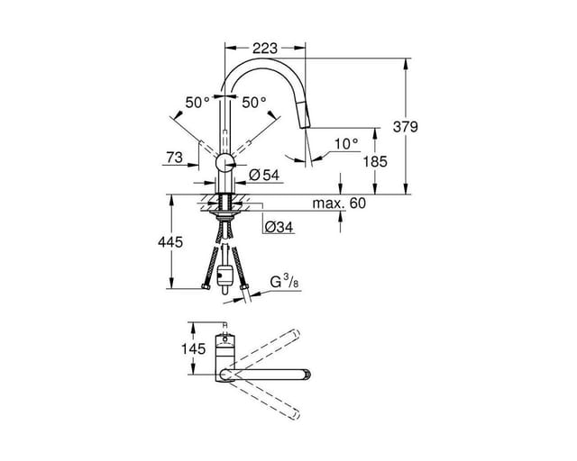 Minta Einhand-Spültischbatterie, C-Auslauf, mit - Grohe