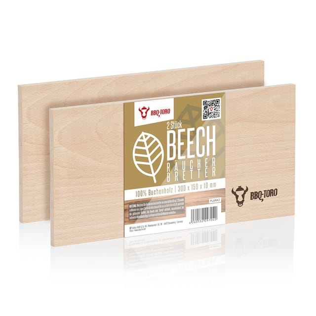 Räucherbrett aus 100 % Buchenholz (2 Stück) 30 x 15 x 1 cm Grillen - Bbq-toro