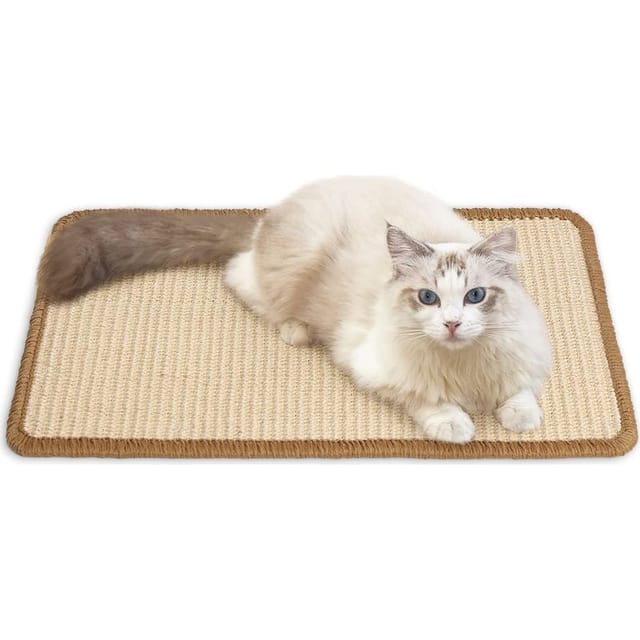 Lablanc – Horizontale Katzenkratzmatte 50 X 30 Cm – Schützt Teppiche Und Sofas – Wandmontage Mit Klebeband – Beige