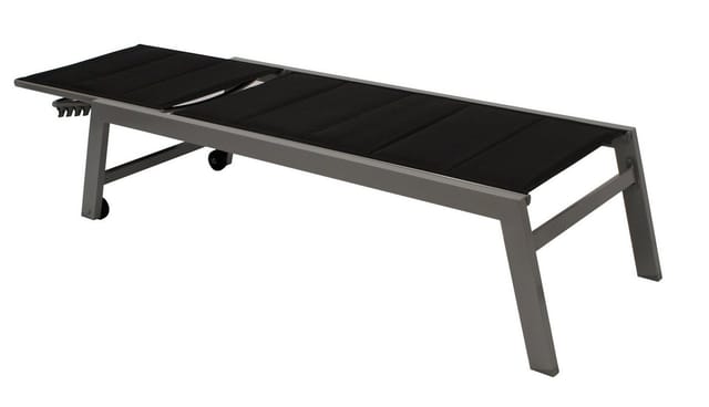 Rollenliege GIRONA extra hoch, Aluminium silber + Textilgewebe gepolstert schwarz