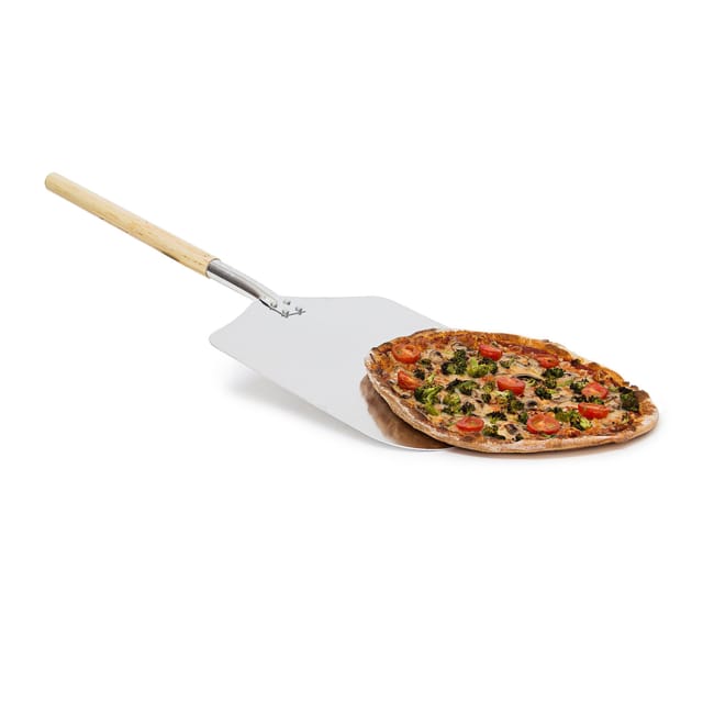 2 x eckige Pizzaschaufel, Aluminium Pizzaschieber mit Holzgriff, Brotschieber für Backofen HBT: 3 x 30,5 x 79cm, grau