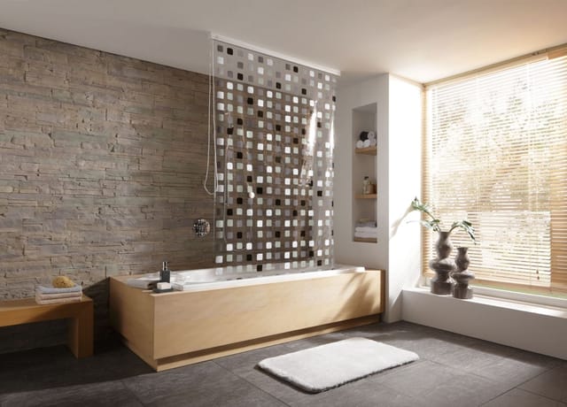 Kleine Wolke - Duschrollo für Leerkassette 128 x 240 cm grau Dusche Bad Rollo