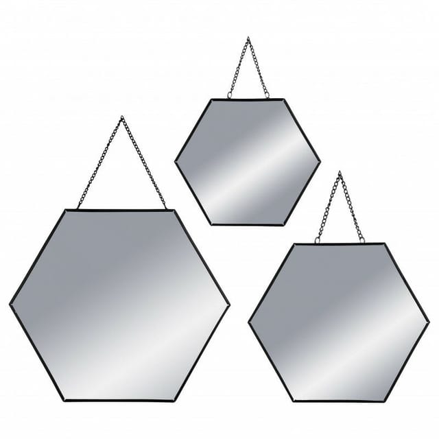 Atmosphera - Set aus 3 Spiegeln aus Metall mit Atmosphären-Kette - schwarz - Noir