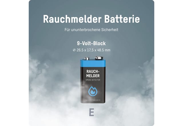 Rauchmelder Extrem Lithium Batterie 9V E-Block, 5 Stück - Ansmann