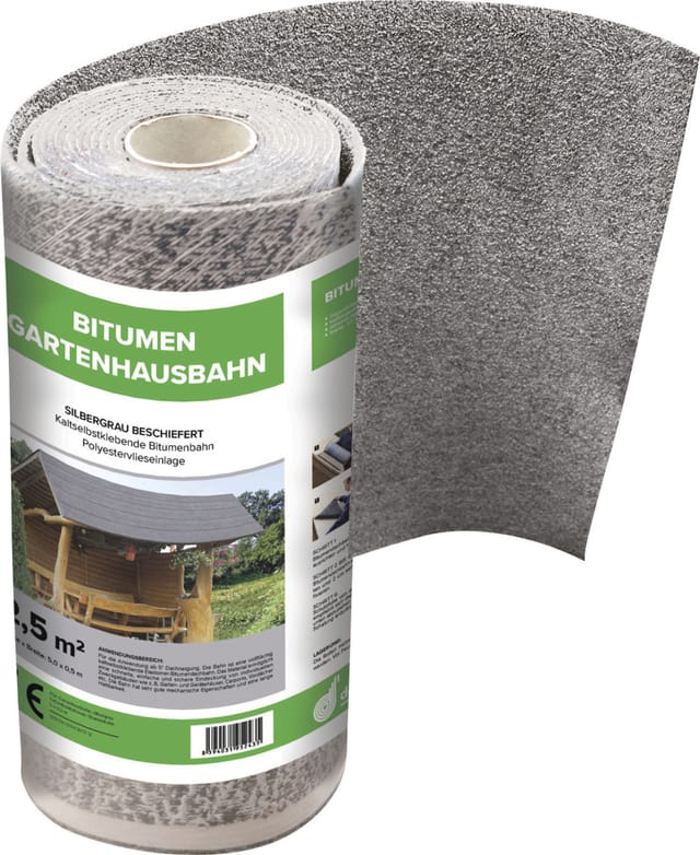 Bitumen-Gartenhausbahn 5 x 0,5 m = 2,5 m² silbergrau Dachpappe & Bitumen