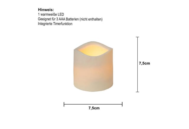 Best Season - Star Trading Kerze Paul, Stumpenkerze, Beige, led, Timer, Gelb, Außenbereich, 7,5 cm