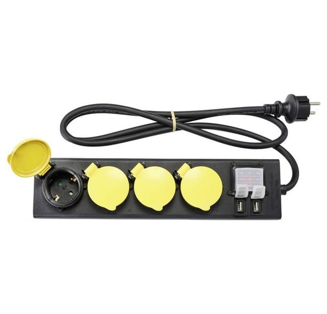 RF-4737806 Steckdosenleiste mit Schalter Schwarz, Gelb Schutzkontakt 1 St. - Sygonix