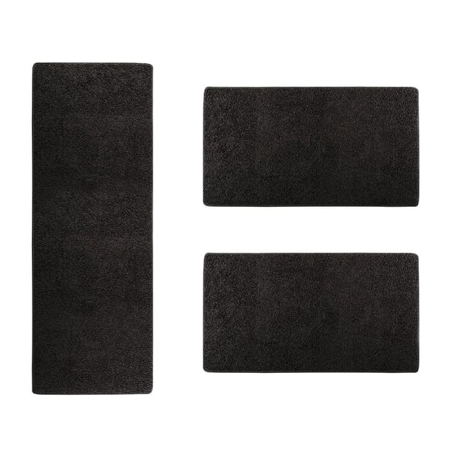 Karat - Bettumrandung Barcelona Schwarz 1 Läufer 67 x 250 cm + 2 Brücken 67 x 140 cm
