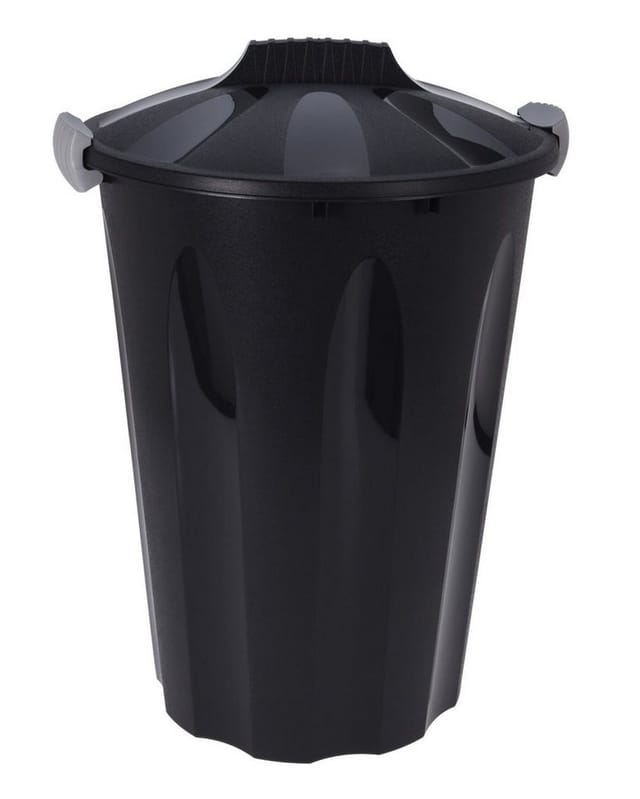 Universal Maxitonne mit Deckel 40 l - schwarz - Kunststoff Allzweck Tonne Mülltonne Regentonne Abfalleimer