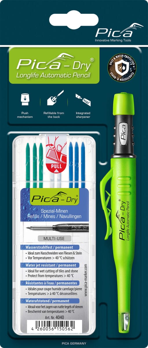 Pica - Bau-/Tieflochmarker -Dry Farbe sortiert + Minenset 4000 871 854