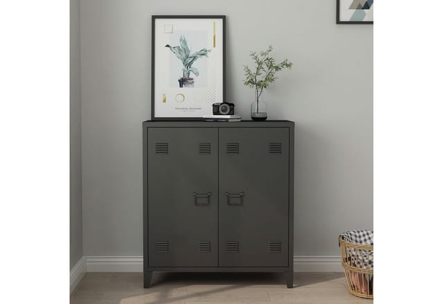 Metallschrank Oripää 90x80x33 cm Schwarz [en.casa]