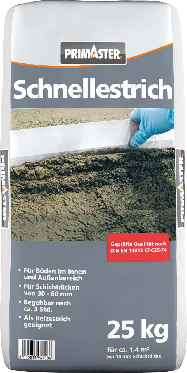 Primaster - Schnellestrich für Innen und Außen für Boden Estrich 25 kg