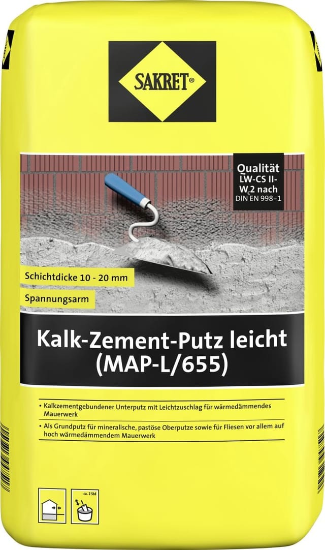 Sakret - Kalk-Zement-Putz leicht (MAP-L/655) 25 kg Sack Kalk-Zement-Putz