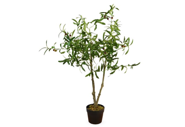 Spetebo - Kunstpflanze im Blumentopf 105 cm - Oliven Baum - Künstliche Deko Pflanze