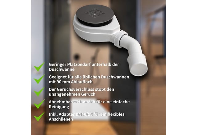Witen&nock - Ablaufgarnitur Set für Duschwanne Duschtasse ø 90 mm Bad Duschabfluss Siphon mit Abdeckung typ 3