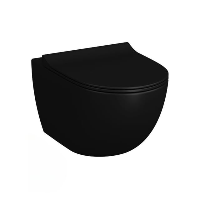 Swiss Aqua Technologies - sat Infinitio spülrandloses Wand-WC mit Softclose-Sitz, Mattschwarz (SATINF011RREXPBKM)