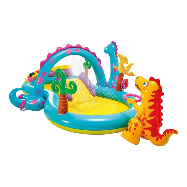 Intex - Dinoland Hüpfburg Kinderpool Aufblasbar 333x229x112 cm 57135NP