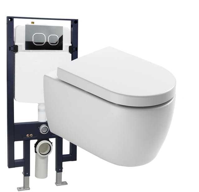 WC-Komplettpaket 23 Bernstein NT2038 Soft-Close Vorwandelement G3008 Modell Schwarz Glas