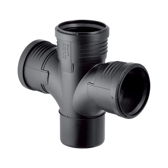 Geberit - Silent-PP Bogenabzweig 87,5 Grad zweifach, d 110mm, d1 110mm, d2 110mm