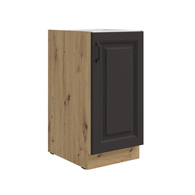 Küchen Preisbombe - Unterschrank 40 cm Stilo Grau + Eiche Artisan Küchenzeile Küchenblock Küche