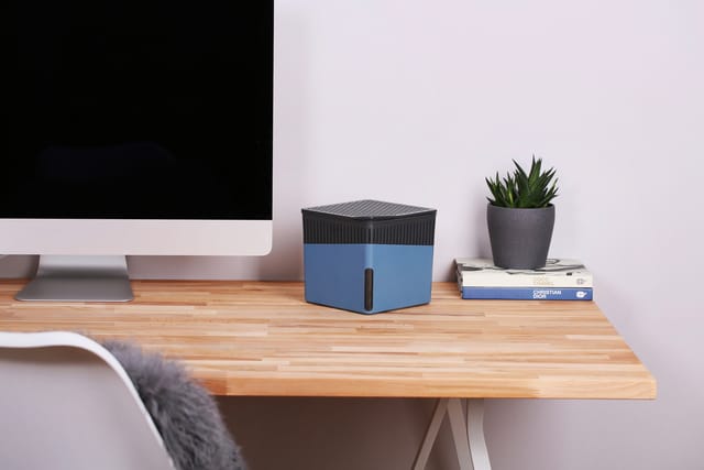 Raumentfeuchter Cube Blau 1000 g, Luftentfeuchter, Blau, Kunststoff (abs) blau, Calciumchlorid weiß, Kunststoff (abs) anthrazit - blau - Wenko