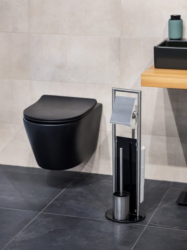 WC-Garnitur Ravina Edelstahl matt - mit Toilettenbürste, Silber matt - silber matt - Wenko