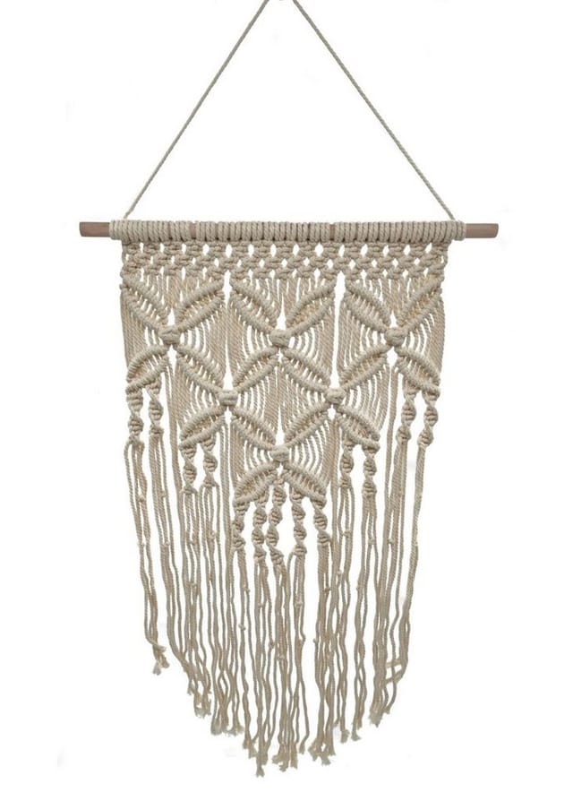 Spetebo - Makramee Wandbehang beige - 80 x 40 cm - Boho Chic Wand Teppich Tür Fenster Begang