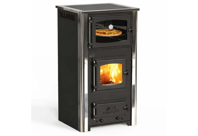 Eek a Kaminofen mit Backfach und Herdplatte ABC Concept 2 Air Mini Mehrfachbelegung Holzofen 10 kW Kamin Ofen Holz Werkstattofen Schwedenofen