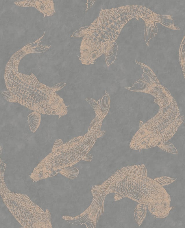 Superfresco Easy - Tapete - Fische - Grau - Rose Gold - 10mx52cm
