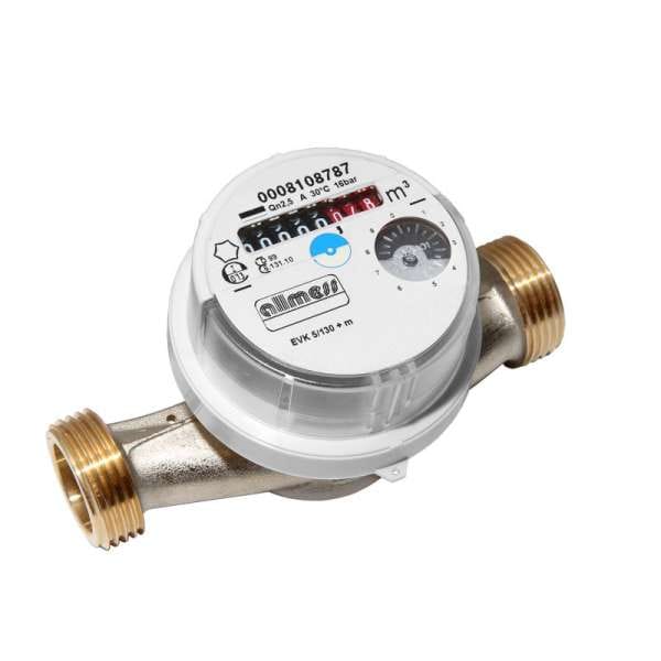 Allmess - Universal VSystem Wasserzähler kalt warm Wohnungswasserzähler verchromt qn 2,5 130mm ej 2025