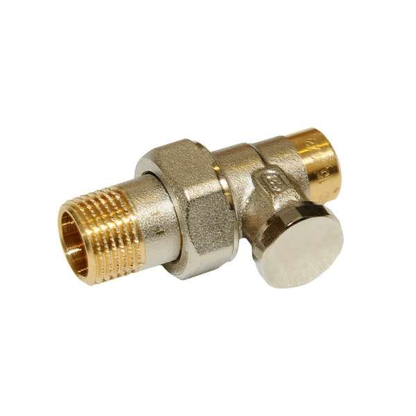 Sanundo - Rücklaufverschraubung Rücklaufventil vernickelt Durchgang ½" x 15mm zum Einlöten