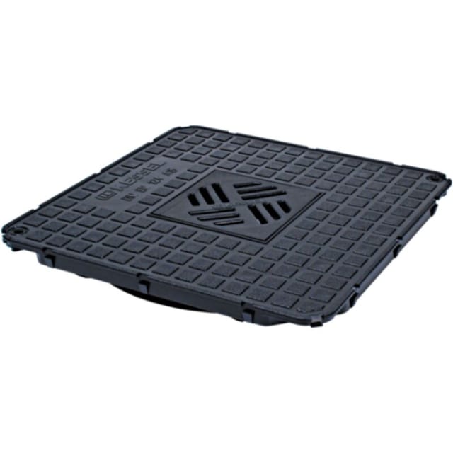Kessel - Abdeckplatte mit Ablauf und Multistop, Schwarz