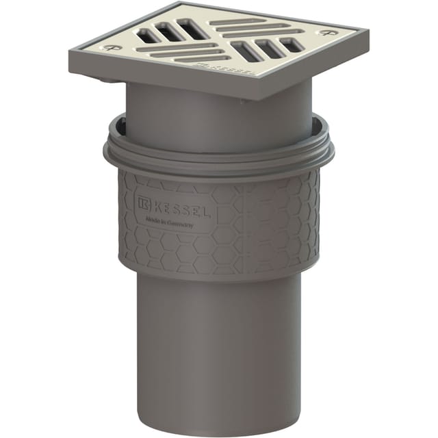 KESSEL Ablauf Practicus 45210.11 DN100 senkrecht, Rost Edelstahl 138x138