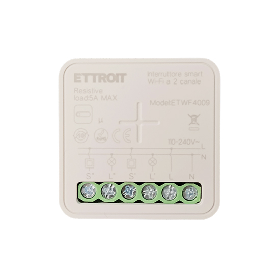 Ettroit 2-kanal-wlan-smart-switch-mikromodul Zur Steuerung Von Lampen/geräten 110–240 V, Max. 10 A, Tuya Etwf4009