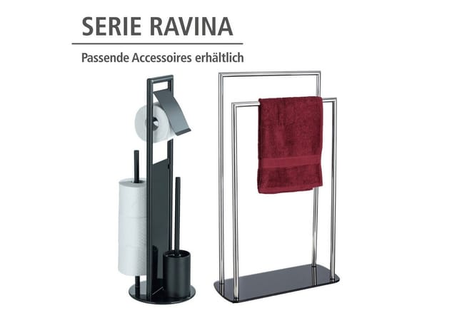 WC-Garnitur Ravina Edelstahl schwarz- mit Toilettenbürste, Schwarz - schwarz - Wenko