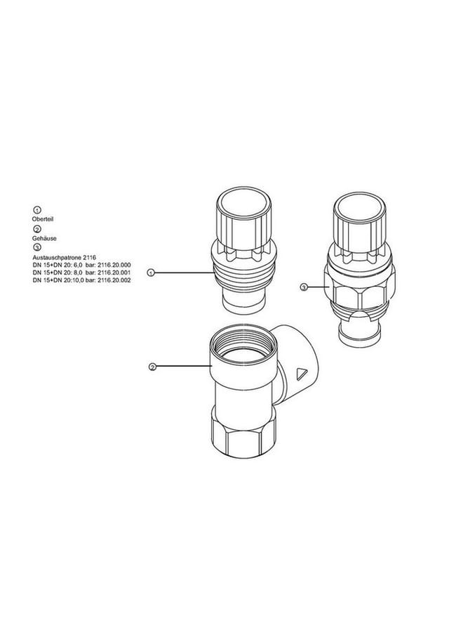 SYR - Sasserath Membran-Sicherheitsventil 2115 dn 15, Ansprechdruck 6 bar, Rohgelb