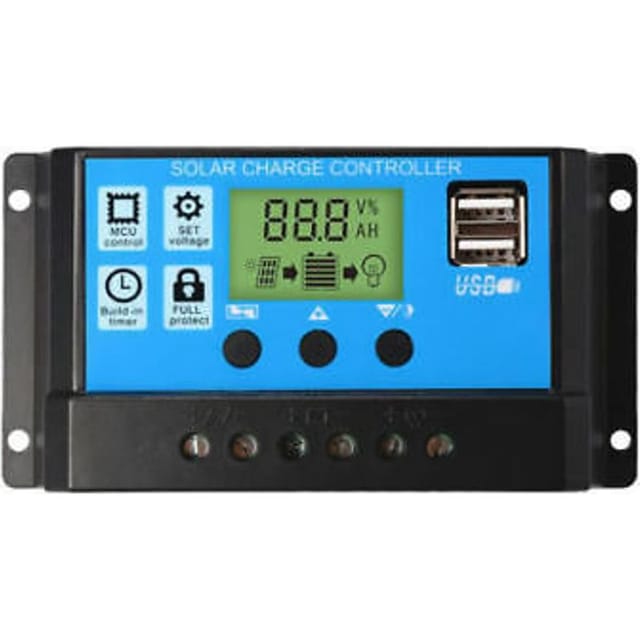 30a 12/24v Lcd-solarbatterieregler Mit Zwei Usb-anschlüssen