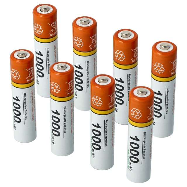 vhbw 8x AAA Micro Akku kompatibel mit Gigaset Baby 100 Audio schnurlos Festnetz Telefon (1000 mAh, 1,2 V, NiMH) Orange Weiß