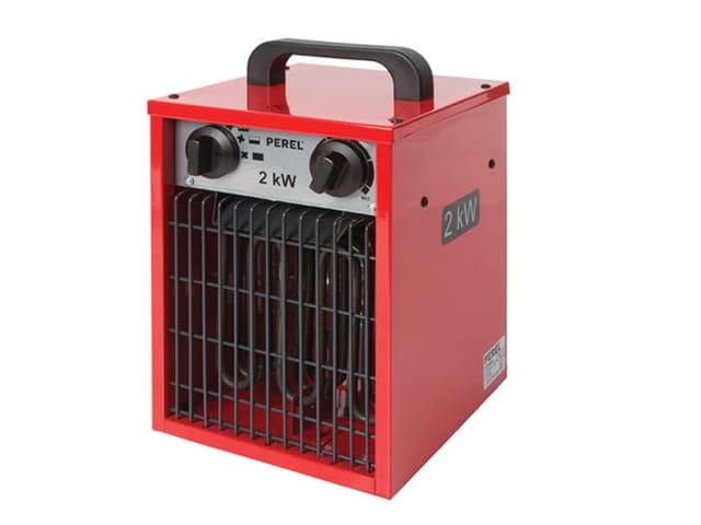 Perel - Bauheizer Heizstrahler 3 Stufen, Ventilator & Thermostat 2kW, IPX4