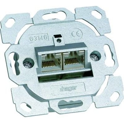 Hager Datendose 2 x Cat.6A-Anschlüsse 8/8 G3140