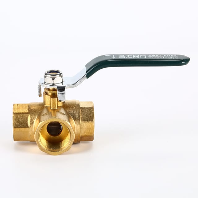 Dreiwegeventil, 1/2-Zoll-Wasserhahn, L-förmiger Messingventilanschluss für Wasser, Öl und Dampf, mit Edelstahlgriff, DN15 (Größe: 1/2 Zoll)