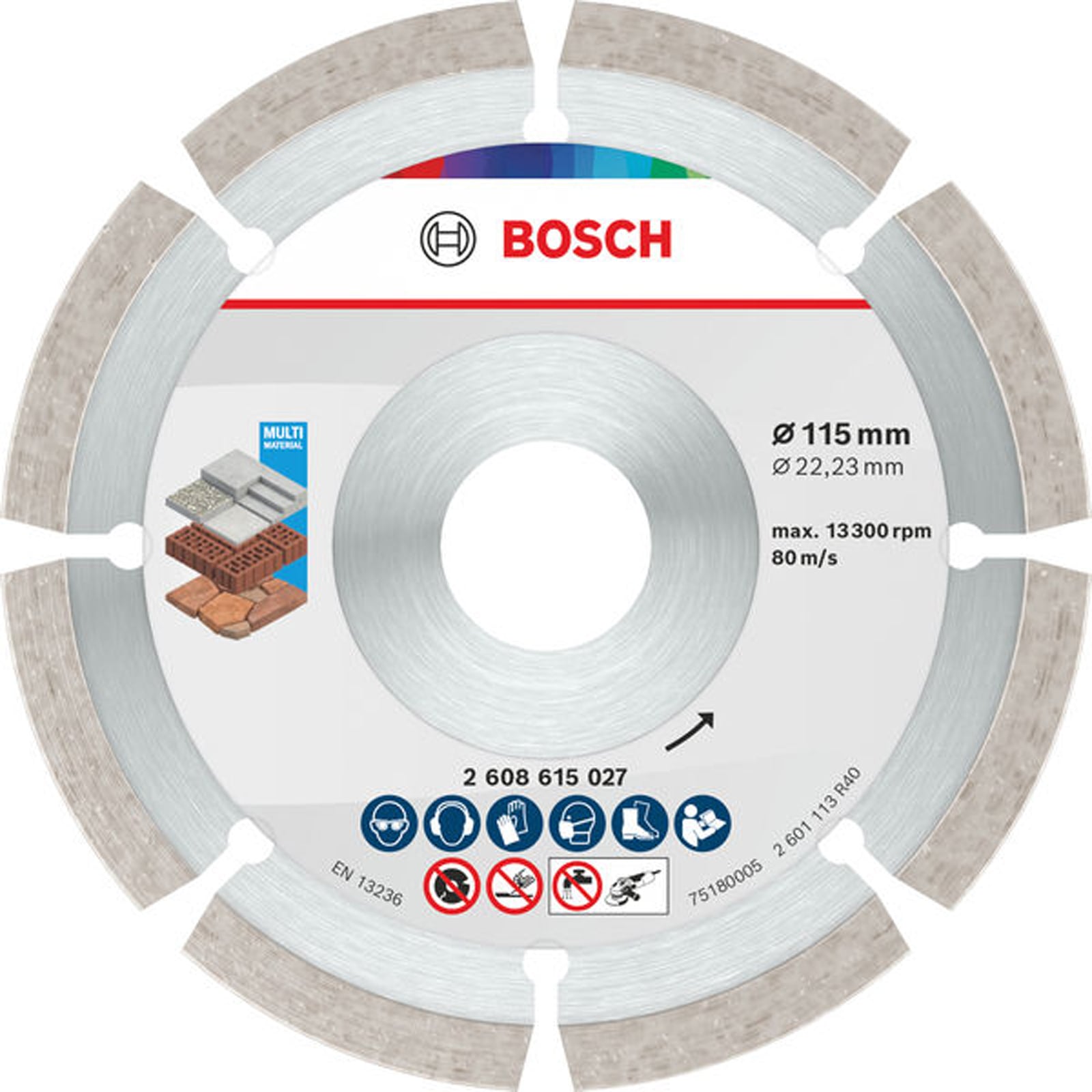 Bosch Multi Material Diamond Trennscheibe, 115 X 22.23 X 7 Mm 10 Stk. - 2608615040