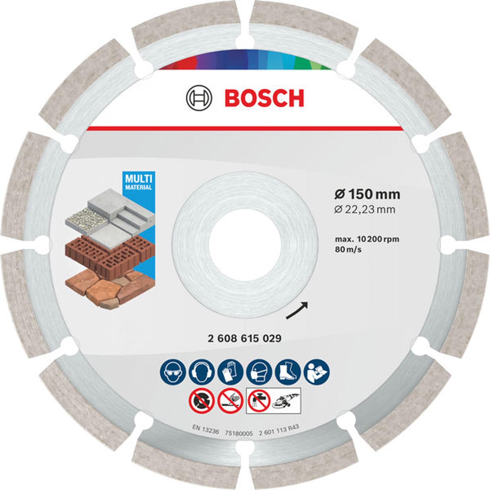 Bosch Multi Material Diamond Trennscheibe, 150 X 22.23 X 7 Mm 10 Stk. - 2608615042