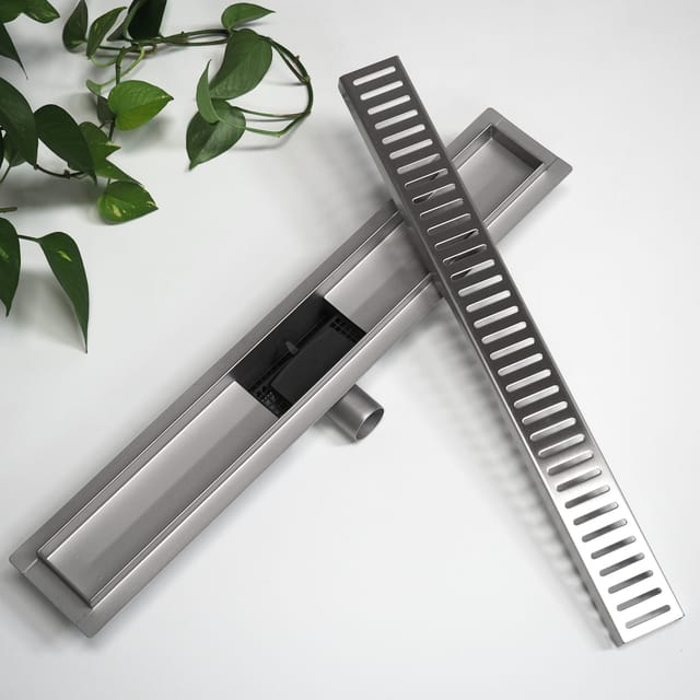 Witen&nock - Duschrinne Bodenablauf Drainset für bodengleiche Dusche Abdeckung Streifen gemustert Edelstahl 50 cm