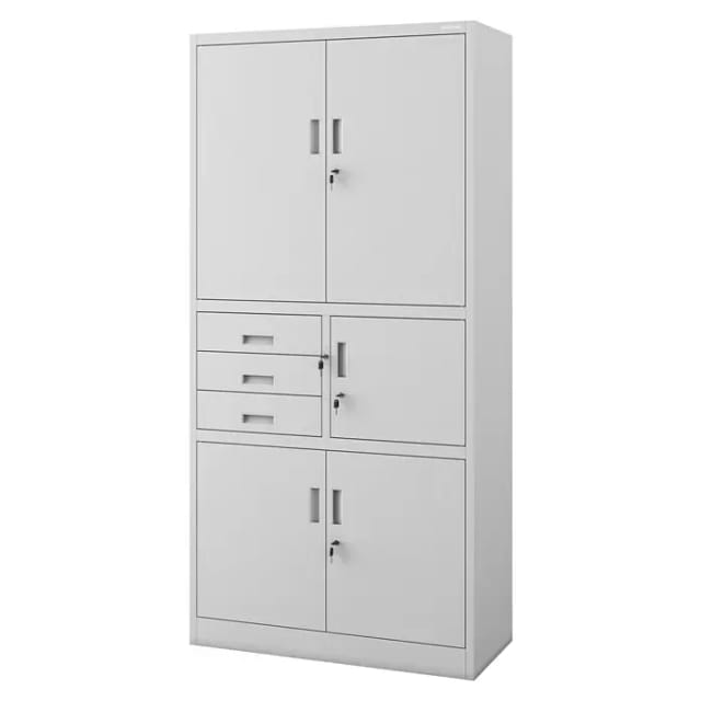 Jan Nowak C018S II Büroschrank Aktenschrank Tresor Schubladen Geheimfach Stahlblech 185 cm x 90 cm x 40 cm - grau
