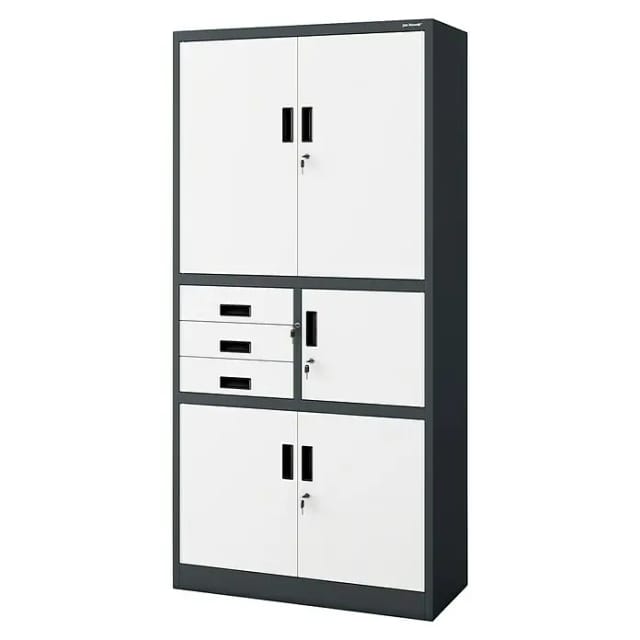 C018S ii Büroschrank Aktenschrank Tresor Schubladen Geheimfach Stahlblech 185 cm x 90 cm x 40 cm - anthrazit-weiss - Jan Nowak