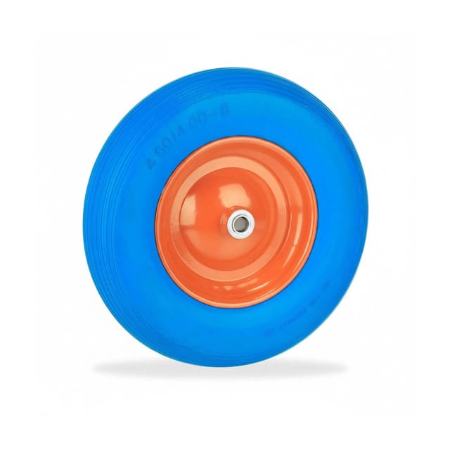 Relaxdays - Schubkarrenrad 4.80 4.00-8, Vollgummireifen mit Stahlfelge, Ersatzrad pannensicher, bis 120 kg, blau/orange