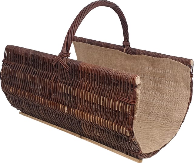 FD - Brennholzkorb mit Jute braun groß Brennholzkorb