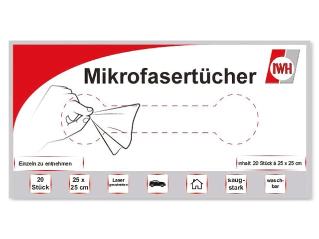 IWH - 071125 in Box Microfasertuch 20 St. (l x b) 250 mm x 250 mm