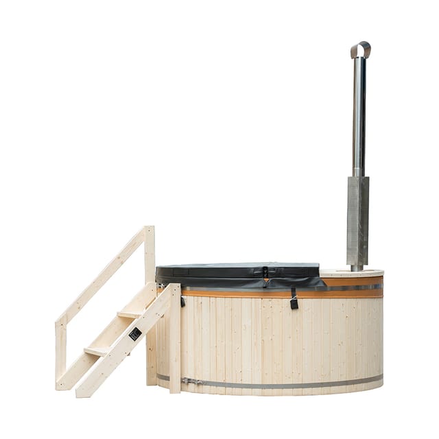 Hot Tub mit Ofen skandi Größe: m Whirlpool Outdoor Saunaofen Holz - Home Deluxe